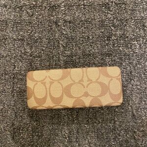 Coach Tan and Brown Monogram Eyeglass Case